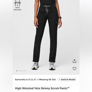 Black High Waisted Skinny Scrub Pants